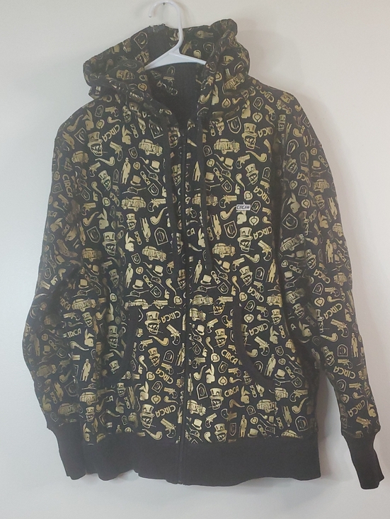 Circa Skate Other - Vintage Circa Y2K Skate Hoodie Black Gold Graphic Print Size Small Baggy Mens